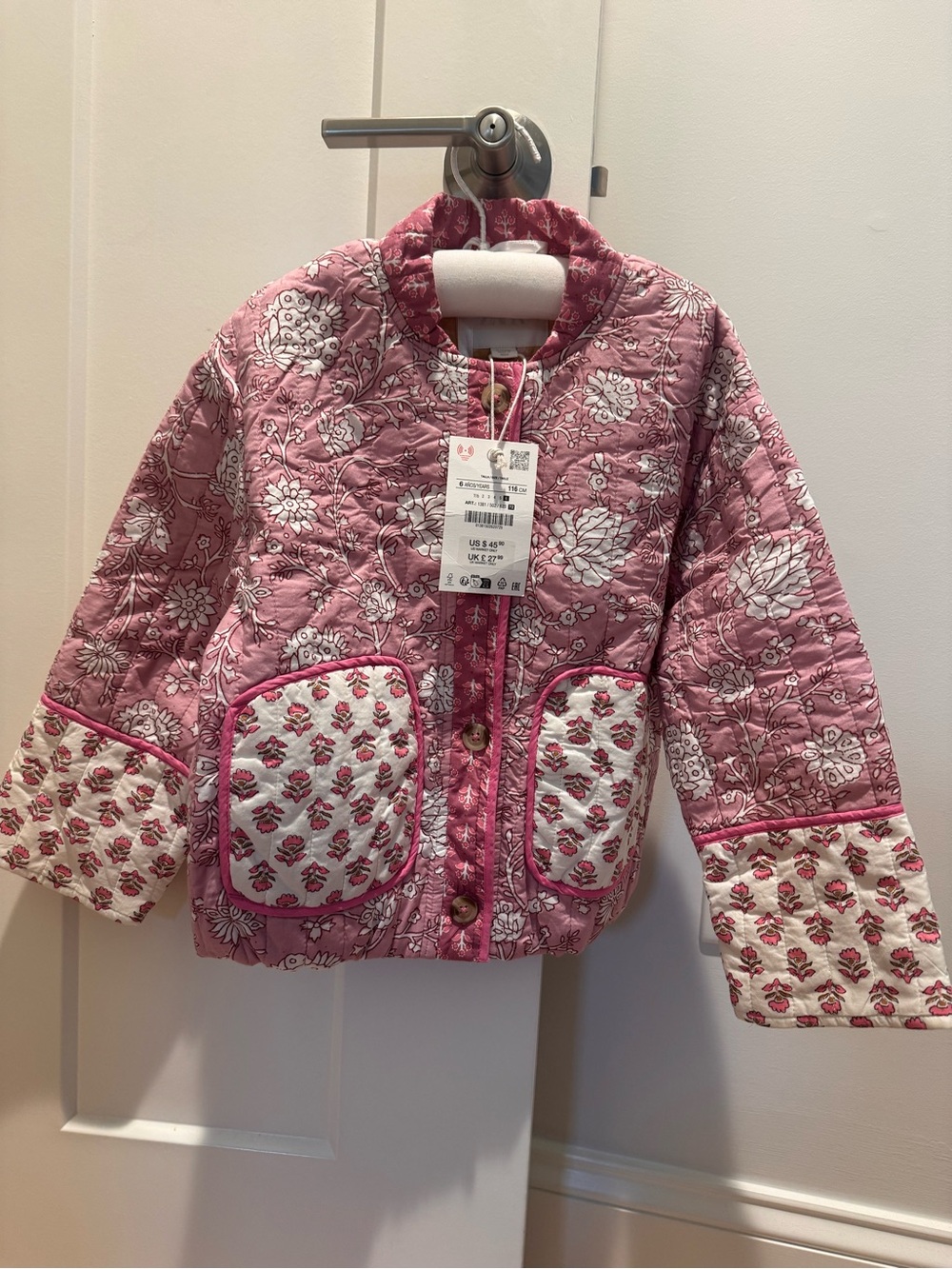 Zara Pink Quilted Floral Jacket